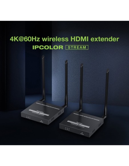 Draadloos HDMI Extender Kit 5 GHz 4K@60Hz tot 50 m, IR pass-back - Techly 368222