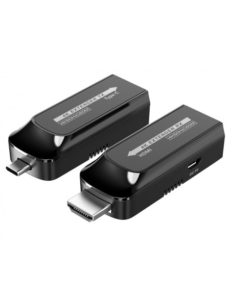 Extender USB-C vers HDMI 4K sur Cat.6/6a/7 jusqu'à 60 m, HDMI 2.0, autoalimenté - Techly 367799