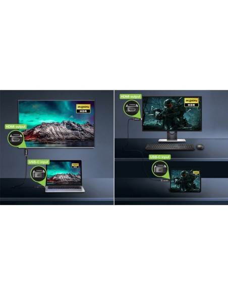 USB-C auf HDMI 4K Extender über Cat.6/6a/7 bis 60 m, HDMI 2.0, selbstversorgt - Techly 367799