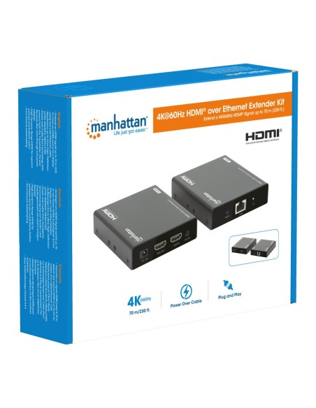 Kit Extender HDMI Over Ethernet 4K@60Hz jusqu'à 70 m, HDMI 2.0 - Manhattan 207980
