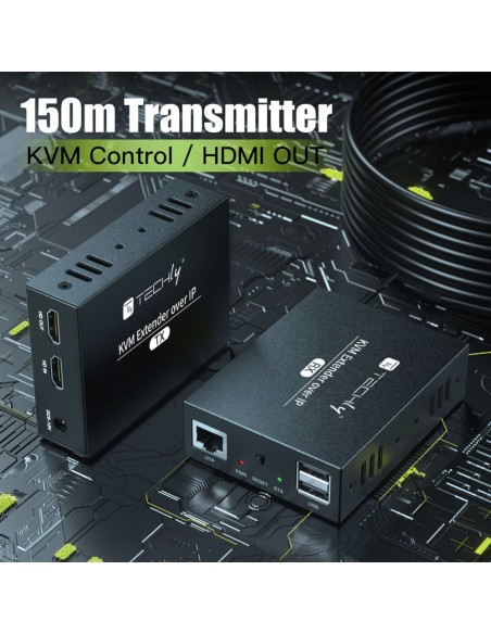 HDMI KVM Extender Receiver over Network Cable 1080p@60Hz up to 150 m - Techly 364279