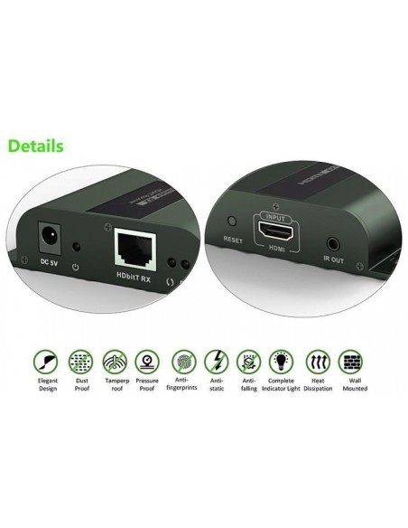 Récepteur Supplémentaire Extender HDMI avec IR sur Cat.6 jusqu'à 120 m - Techly 361865