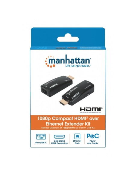 Compacte HDMI Over Ethernet 1080p Extender tot 60 m, Micro-USB - Manhattan 207539