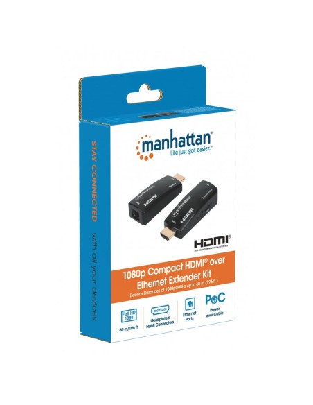 Compact HDMI Over Ethernet 1080p Extender up to 60 m, Micro-USB - Manhattan 207539