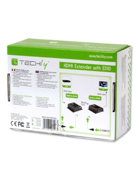 HDMI Full HD 3D PoE Extender over Cat.6/6a/7 up to 40 m, EDID, IR - Techly 100709