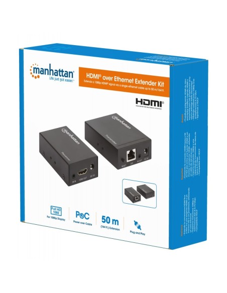 HDMI Over Ethernet 1080p Extender Kit up to 50 m, IR, 340 MHz - Manhattan 207461