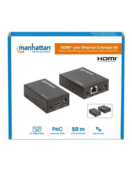 HDMI Over Ethernet 1080p Extender Kit bis 50 m, IR, 340 MHz - Manhattan 207461