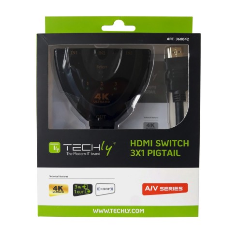 Switch HDMI 3x1 Pigtail 4Kx2K 3 In 1...