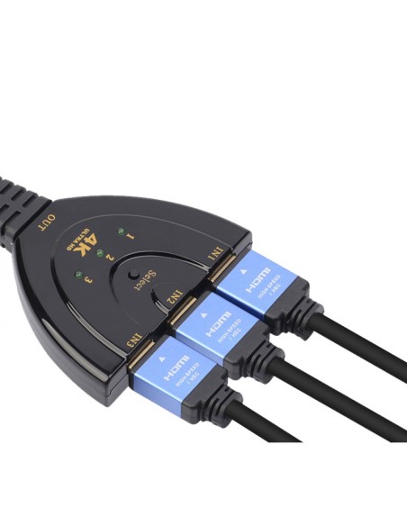 Switch HDMI 3x1 Pigtail 4Kx2K 3 In 1 Out Compatto - Techly 360042