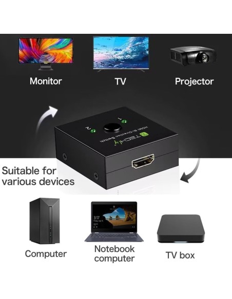 Switch HDMI 2 porte Bidirezionale 4K 60Hz - Techly 108606