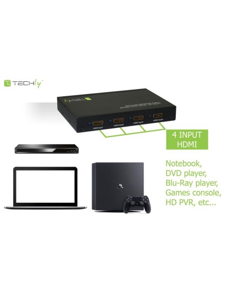 Multiview HDMI 4x1 con switch seamless - Techly 102260