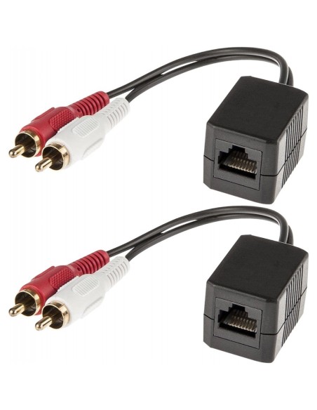 Extendeur audio stéréo sur câble RJ45/Cat.5, paire émetteur et récepteur, 75m - Techly 103830