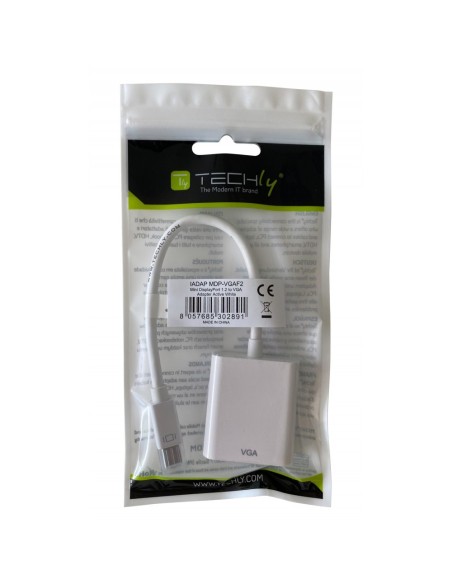 Adaptateur Mini DisplayPort/Thunderbolt 1.2 vers VGA actif, WUXGA 1920x1200, blanc - Techly 302891