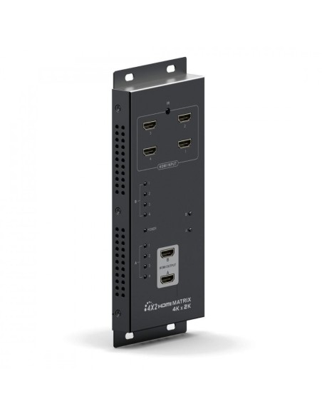 HDMI 1.4 Matrix with 4 inputs and 2 outputs, 4K UHD, 3D, Deep Colour 12 bit and analogue audio output - Techly 309883