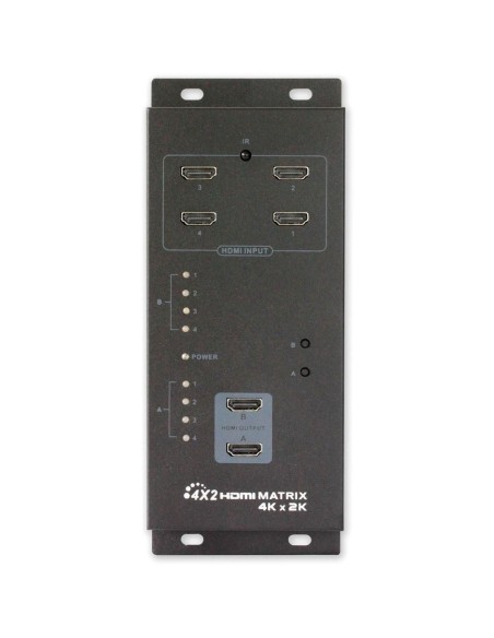 Matrice HDMI 1.4 avec 4 entrées et 2 sorties, 4K UHD, 3D, Deep Colour 12 bit et sortie audio analogique - Techly 309883