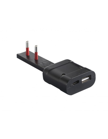 Adaptateur ultra-plat 10A/USB type A QC18W et USB-C PD20W, noir, série Emilia Flat - Rosi RS7712NC