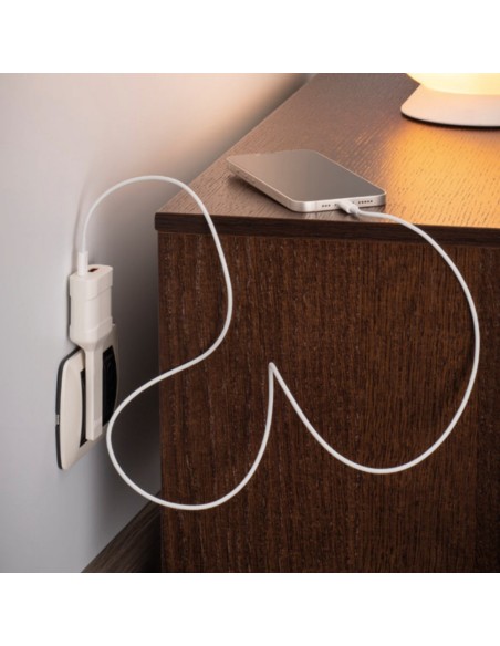 Ultraplatte adapterstekker 10A/USB type A QC18W en USB-C PD20W, wit, Emilia-serie Flat - Rosi RS7712BC