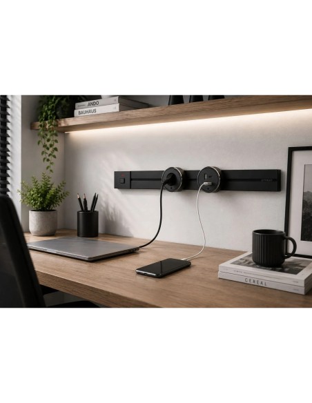 Elektrifizierte Schiene für Plug-&-Play-System, mit Einschaltknopf, 16 A, 50 cm, schwarz – Ettroit ETB4003