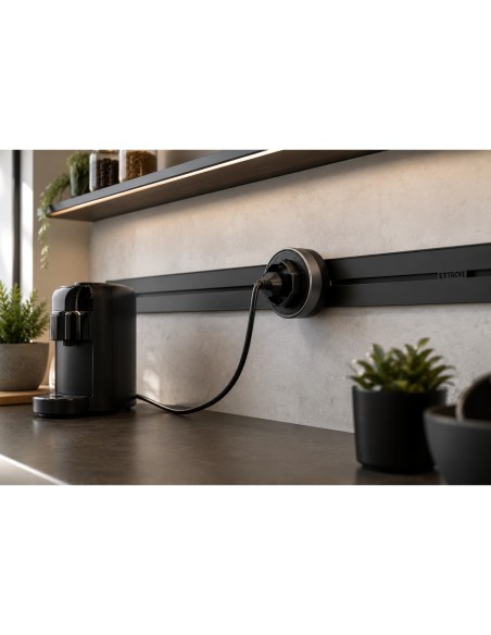 Toma Schuko, para sistema de riel «plug&play», negra, 16 A - Ettroit ETB2102