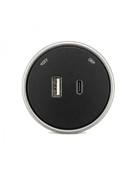 USB-A- und USB-C-Anschluss, 12 W, für Plug-&-Play-Schienensystem, schwarz – Ettroit ETB3002