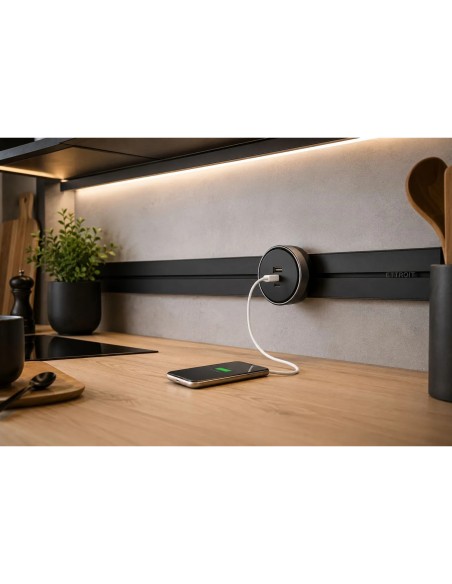 Presa USB A e USB C 12W, per sistema a binario plug&play, nero - Ettroit ETB3002